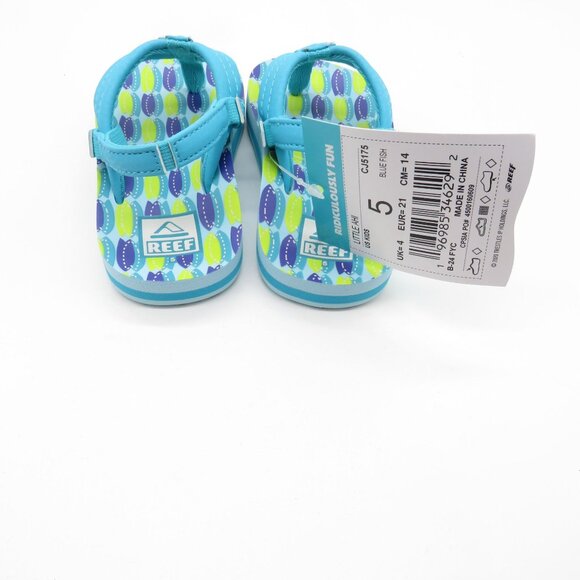 Reef Toddler Ahi Sandals Size 5 Blue/Green Pattern Flip-Flops NEW - Picture 3 of 6